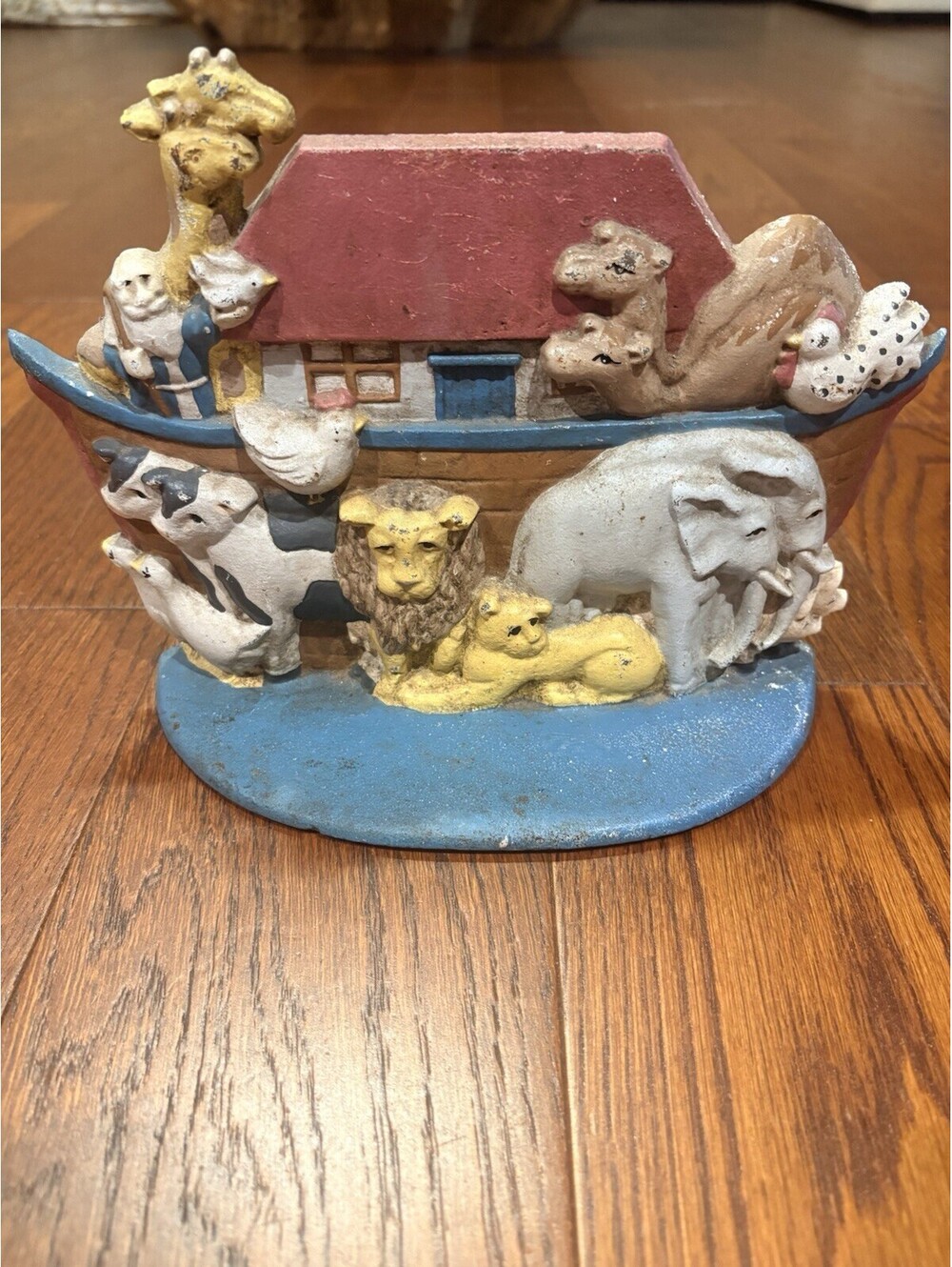 Cast Iron Noahs Ark Door Stop 6'' Tall Vintage Nursery Decor